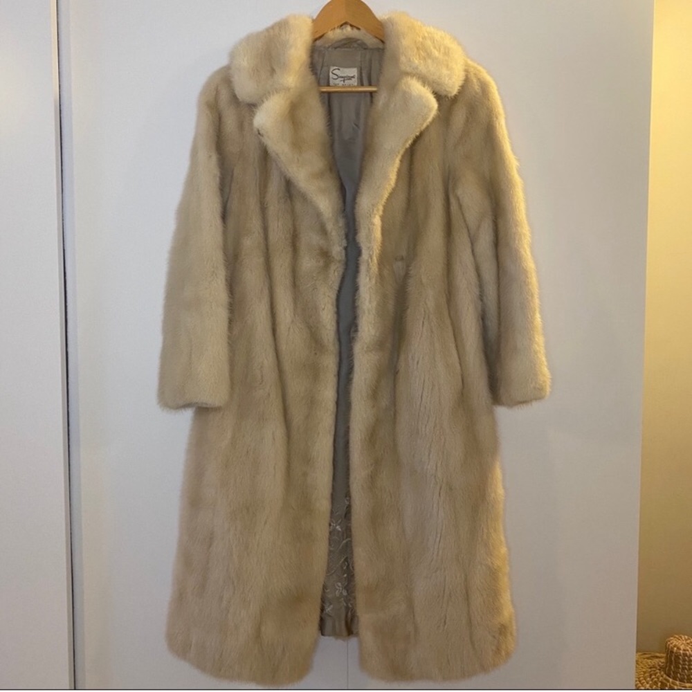 Vintage Genuine Mink Fur Long Coat XS - Picture 1 of 7